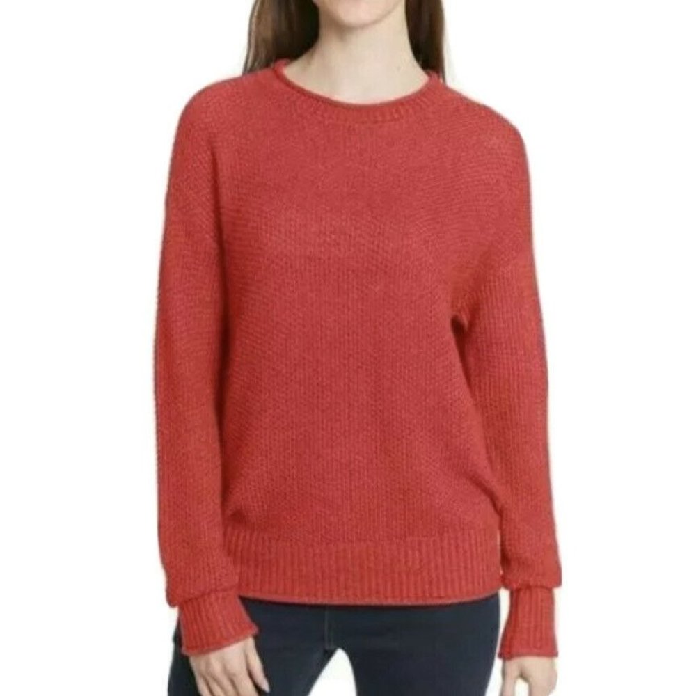 Jessica Simpson MALLORY Roll Neck Ribbed Cuff Sweater Scooter Red LARGE #H